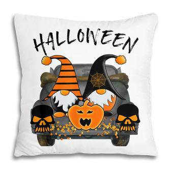 Boo Pumpkin Witch Gnomes In Halloween Truck Funny Holiday V2 Pillow - Seseable
