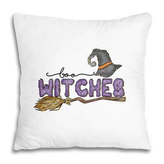 Boo Witches Broom Halloween Boo Crew Pillow - Seseable