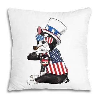 Boston Terrier Dog Merica 4Th Of July Usa American Flag Men Pillow - Seseable