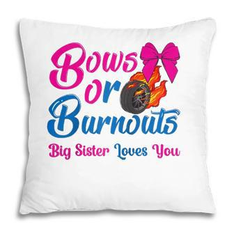 Bows Or Burnouts Sister Loves You Gender Reveal Party Idea Raglan Baseball Tee Pillow - Seseable