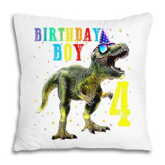Boys Rawr Im 4 4Th Birthday Dinosaur Pillow - Seseable