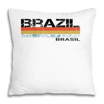 Brazil Brasil Vintage Retro Stripes Pillow - Seseable