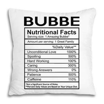 Bubbe Grandma Gift Bubbe Nutritional Facts Pillow - Seseable