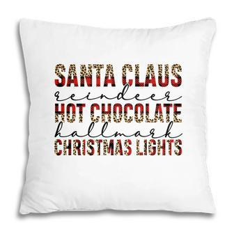Christmas Buffalo Plaid Santa Claus Hot Cocoa Holiday Christmas Lights Pillow - Seseable