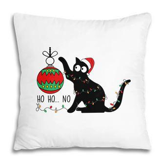 Christmas Funny Black Cat Ho Ho Ho Cat Lovers Gifts Pillow - Seseable