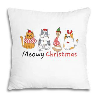 Christmas Funny Cat Meowy Christmas Gift For Cat Lovers Pillow | Seseable CA