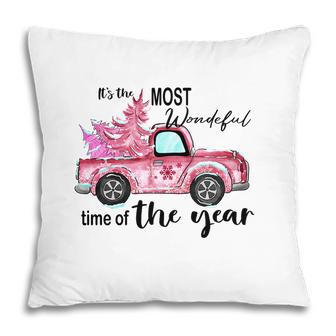 Christmas It Is The Most Wonderful Time Of The Year Holiday Vintage Christmas Truck Pillow | Seseable CA