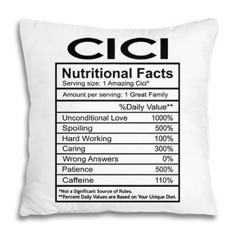 Cici Grandma Gift Cici Nutritional Facts Pillow - Seseable