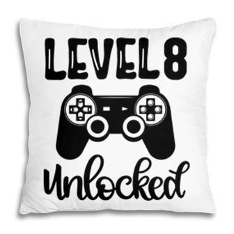 Congratuations Level 8 Unlocked Black Version And Happy 8Th Birthday Pillow - Seseable