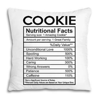 Cookie Grandma Gift Cookie Nutritional Facts Pillow - Seseable