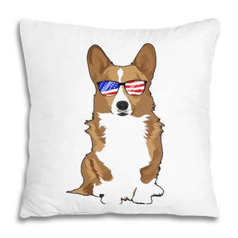 Corgi 4Th July Usa Sunglasses American Flag Dog Pillow - Seseable