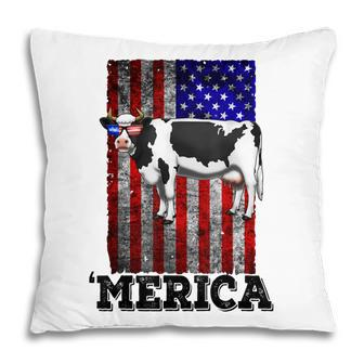 Cow Merica 4Th Of July Patriotic American Pillow - Seseable