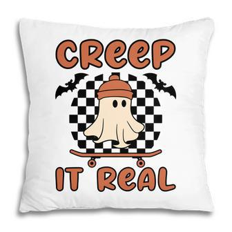 Creep It Real Boo Skateboarding Caro Halloween Pillow - Seseable