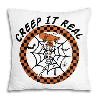 Creep It Real Funny Skeleton Halloween Costume Pillow - Seseable