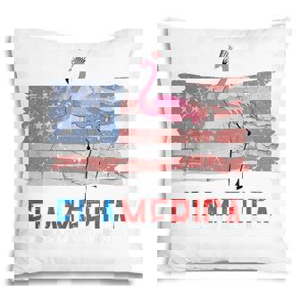 Cute Flamerica Flamingo Lovers Us America Flag 4Th Of July Pillow - Seseable
