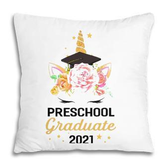Cute Happy Preschool Graduate 2021 Floral Unicorn Graduation Pillow - Seseable