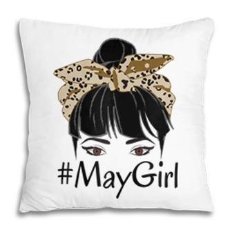 Cute May Girl Leopard Birthday For Queen Born May Birthday Pillow - Seseable