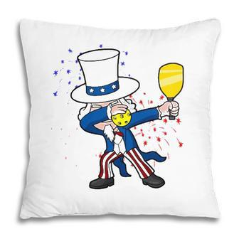 Dabbing Uncle Sam Pickleball 4Th Of July Independence Day Pillow - Seseable