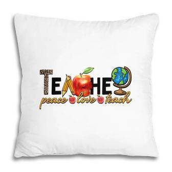 Earth Teacher Peacee Love Teach Great Apple Pillow - Seseable