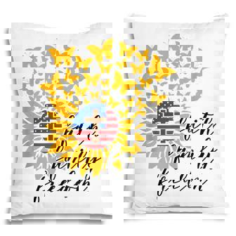 Faith Family Freedom Christian Patriot Sunflower 4Th Of July Pillow - Seseable