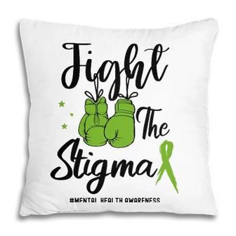 Fight The Stigma Mental Health Awareness May Green Ribbon Pillow - Seseable