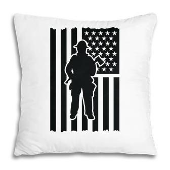Firefighter Usa Flag Black Gift For Firefighter Pillow - Seseable