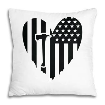 Firefighter Usa Flag Black Meaningful Gift For Firefighter Pillow - Seseable