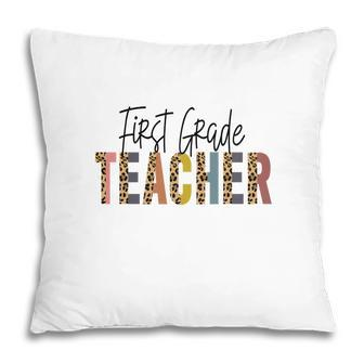 First Grade Teacher Black Graphic First Grade Pillow - Seseable