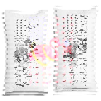 Flamingo American Usa Flag 4Th Of July Patriotic Funny Pillow - Seseable