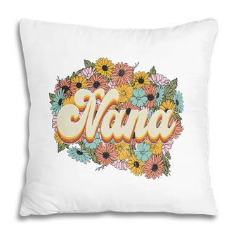 Florals Retro Nana Flower Vintage Mothers Day Pillow - Seseable