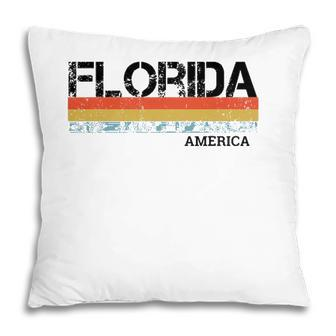 Florida Retro Vintage Stripes Pillow - Seseable