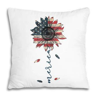 Funny 4Th Of July Merica Sunflower American Flag Patriotic Pillow - Seseable