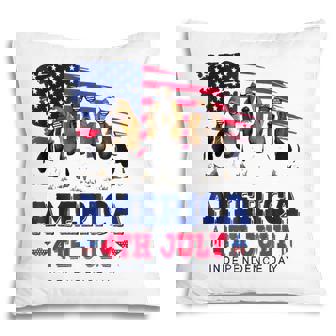Funny Basset Hound With Us American Flag 4Th Of July Pillow - Seseable