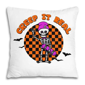 Funny Halloween Creep It Real Cute Little Spooky Skeleton Pillow - Seseable