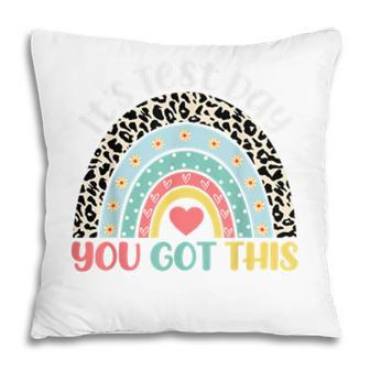 Funny Its Test Day Leopard Print Teacher Testing Pillow - Seseable