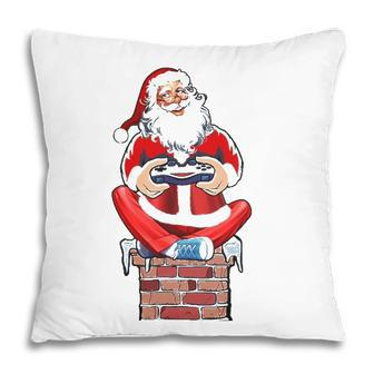 Funny Santa Play Video Game Christmas Gaming Lover Gifts Pillow - Seseable