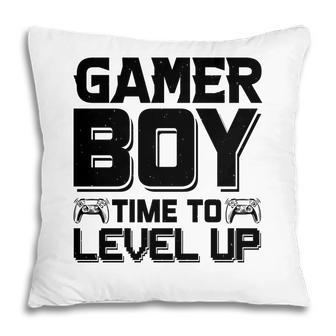 Gamer Boy Time To Level Up Black Design Birthday Boy Matching Video Gamer Pillow - Seseable