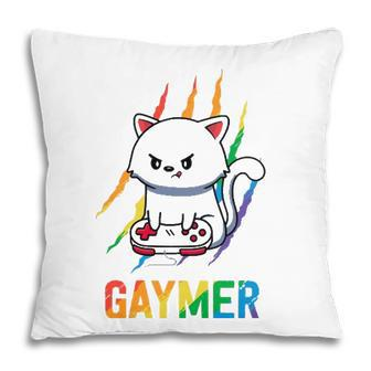 Gaymer Lgbt Cat Pride Rainbow Video Game Lovers Gift Pillow - Seseable