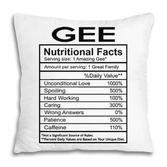 Gee Grandma Gift Gee Nutritional Facts Pillow - Seseable