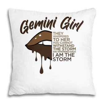 Gemini Girl Brown I Am The Storm Birthday Pillow - Seseable