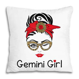 Gemini Girl Leopard Sunflower Zodiac Birthday Girl Pillow - Seseable