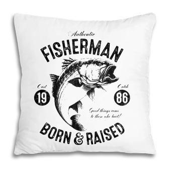 Gift For 35 Years Old Fisherman Fishing 1986 35Th Birthday Pillow - Seseable