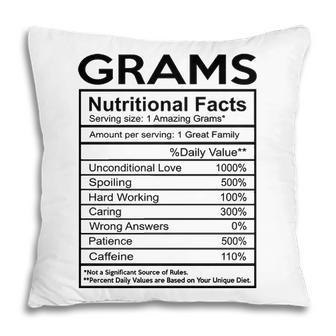 Grams Grandma Gift Grams Nutritional Facts Pillow - Seseable