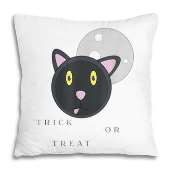 Graphic Black Cat Halloween T - Trick Or Treat Pillow - Seseable