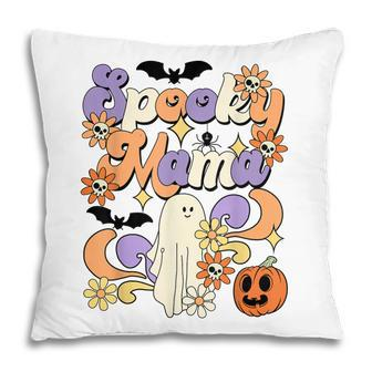 Groovy Spooky Mama For Halloween Retro Happy Hallowen Women Pillow - Seseable