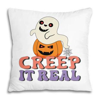 Halloween Boo With Pumpkin Creep It Real Pillow - Seseable