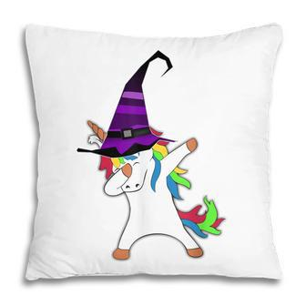 Halloween Dabbing Unicorn Witch Hat Witchcraft Costume Gift Pillow - Seseable