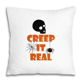 Halloween Skull Creep It Real Pillow - Seseable