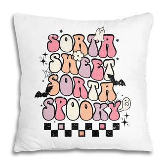 Halloween Sorta Sweet Sorta Spooky Groovy Style Pillow - Seseable