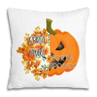 Halloween Sorta Sweet Sorta Spooky Pumpkin Gift Party Pillow - Seseable